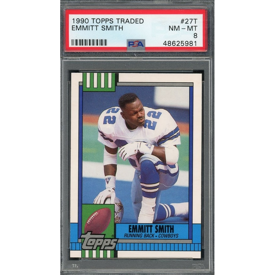 Emmitt Smith 1990 Topps Traded Football Rookie Card RC #27T Graded PSA 8 - 8'6" x 11'6"