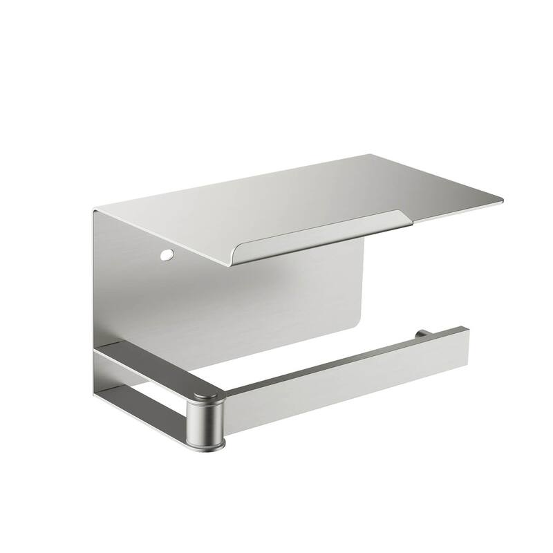 Bathroom Hardware Accessory Wall Mounted Toilet Paper Holder with Shelf - Brushed Nickel