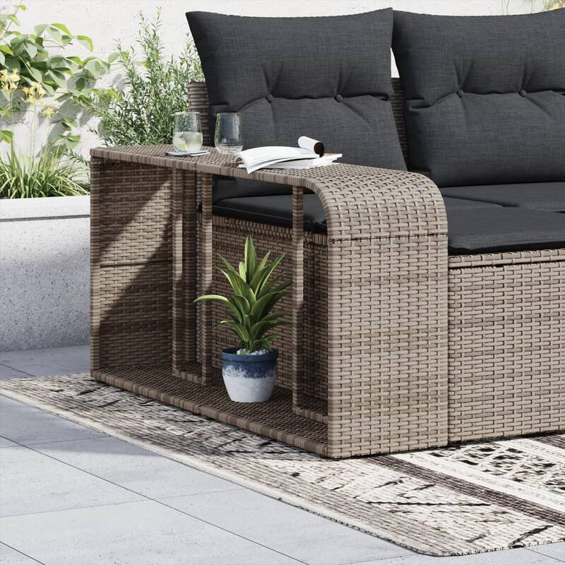 vidaXL Storage Shelves Modular Shelving Unit Outdoor Furniture 2 Pcs Poly Rattan - 10.6 x 44.1 x 21.7
