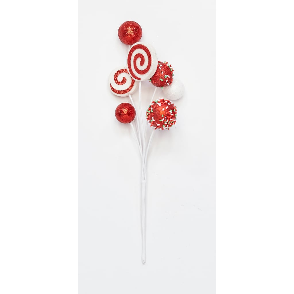 13" Christmas Peppermint and Candy Pick, Set of 6 - 13