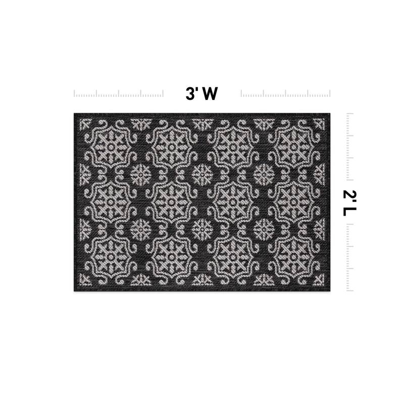 World Rug Gallery Transitional Geometric Textured Flat Weave Indoor/Outdoor Area Rug