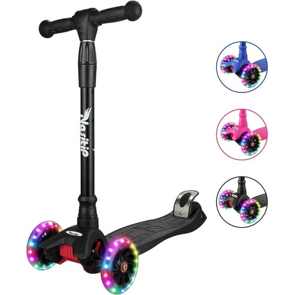 slide 2 of 18, Scooters for Kids Age 3-5, Kick Scooter for Boys Girls Toddlers, 4 Adjustable Height, AEBC-9 Bearing Black