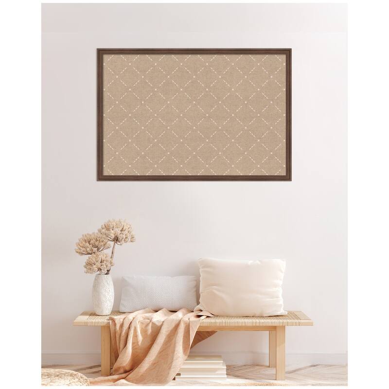 Kate and Laurel Pinboard Beige Lattice Pattern