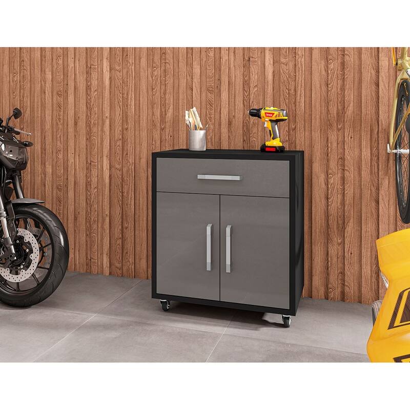 Manhattan Comfort Eiffel 28.35" Mobile Garage Storage Cabinet with 1 Drawer