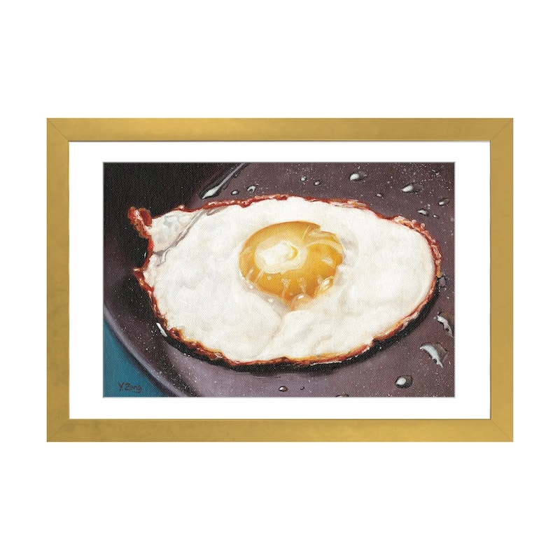 iCanvas "One Fried Egg" by Yue Zeng - Gold - 24x32x1