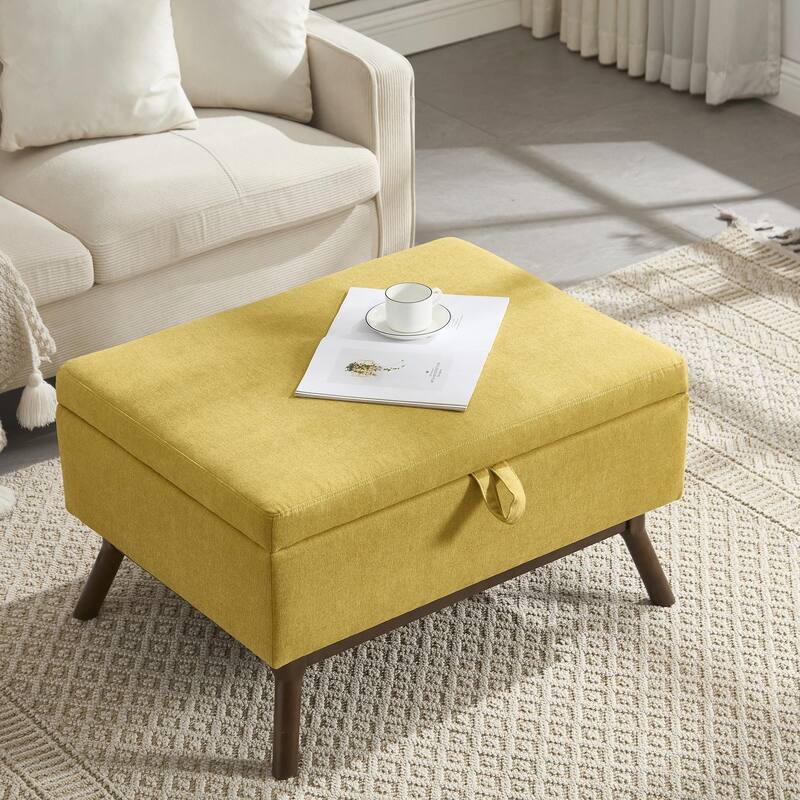 Mid-Century Modern Square Coffee Table with Storage Bench