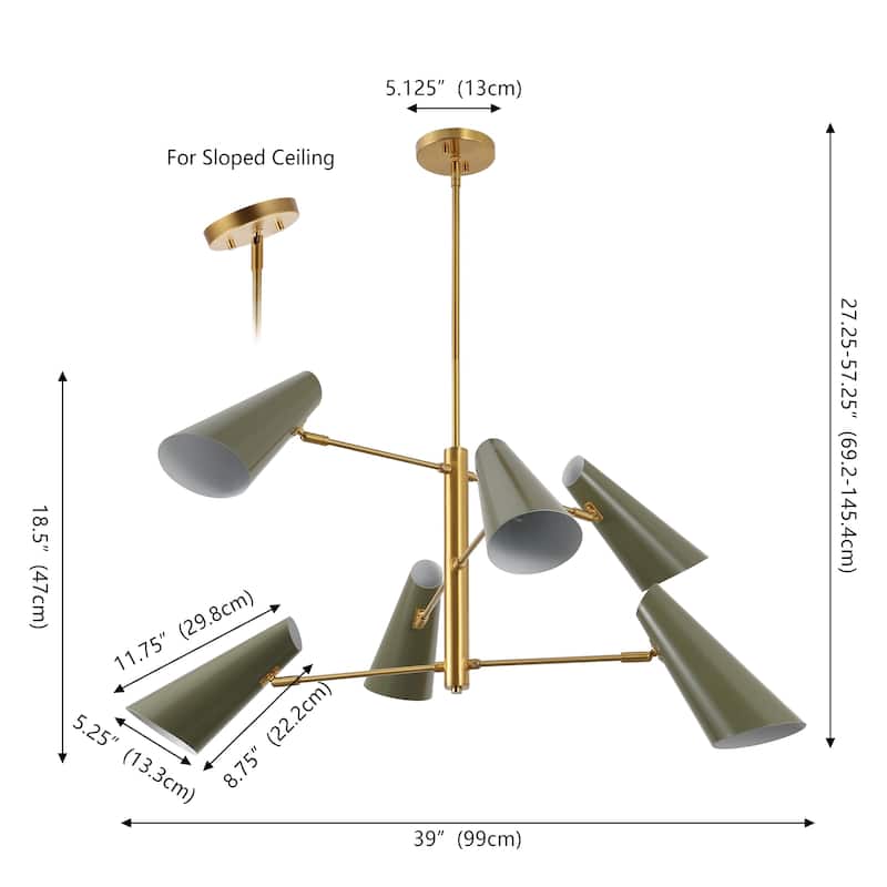 SAFAVIEH Lighting Atena 6-Light Chandelier, Modern Iron Ceiling Light Fixture for Dining Room and Living Room