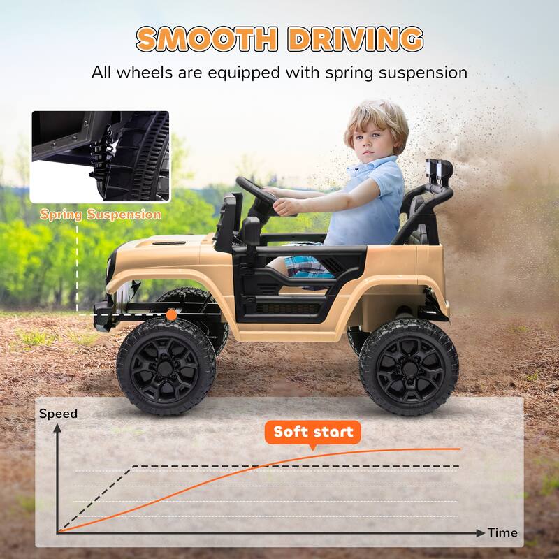 12V Kids Ride-On Truck, UTV with Remote Control, 3 Speeds, LED Lights, Music & Suspension Wheels for 3-6 Years