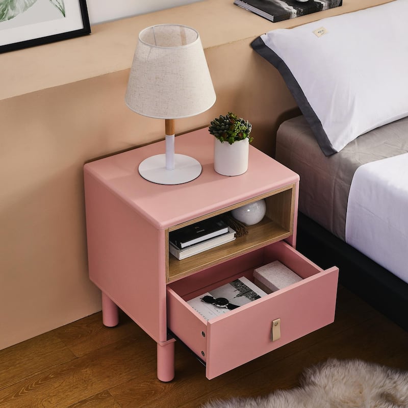 Modern Single-Drawer Bedside Table, Bedroom Nightstand, Wooden, Compact, Nordic Style
