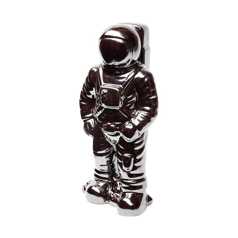 Over the Moon Silverplated Astronaut Sculpture - 4"W x 4"D x 10"H - 4"W x 4"D x 10"H - Brown