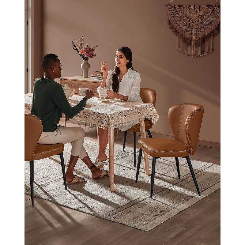 Modern Dining Chairs with Steel Frame and Synthetic Leather Padded Seat