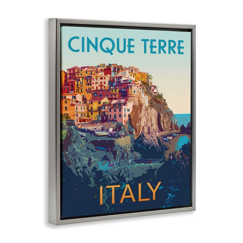 Stupell Italian Coast Cityscape Framed Floater Canvas Wall Art Design By Victoria Barnes