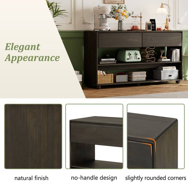 Vintage Entryway Table with 2 Drawers 2 Shelves and Storage, for Entryway, Hallway, Living Room, Espresso