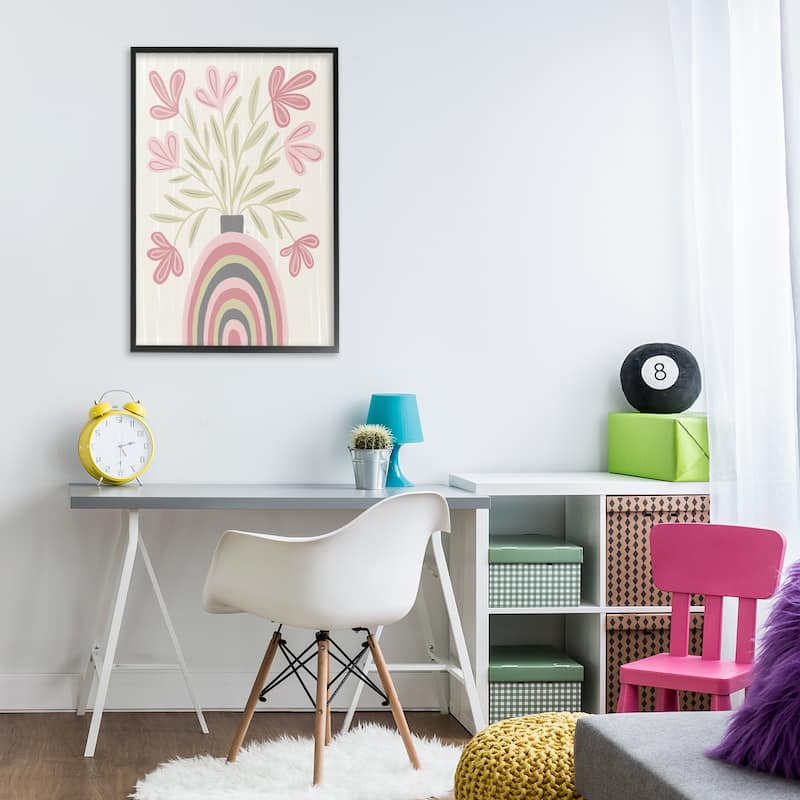 Stupell Pastel Arched Flower Vase Framed Giclee Art Design By Martina Pavlova
