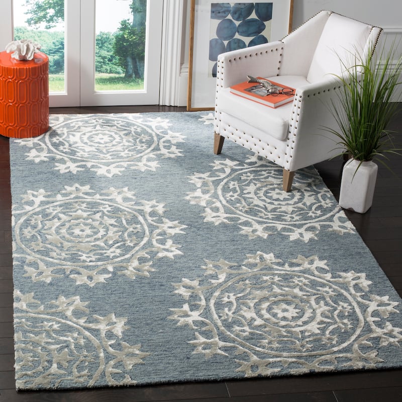 SAFAVIEH Handmade Bella Tanny Modern Floral Wool Rug - 3' x 5' - Blue