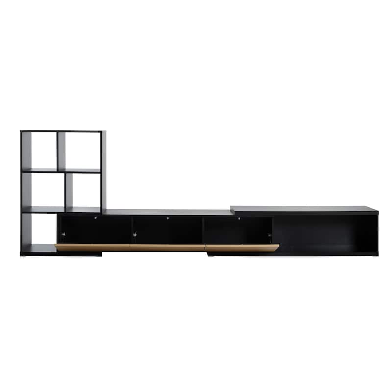 Extendable TV Stand Entertainment Center with Bookshelves