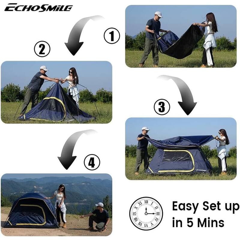 Camping Tent 2/3/4 Person, Waterproof Windproof Double Layer with Rainfly