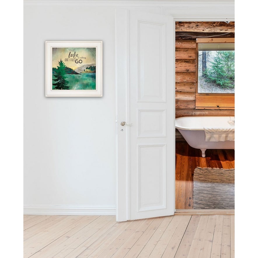 TrendyDecor4U "The Lake is Calling" Framed Print Wall Art by Marla Rae - Brown, Tan, Orange