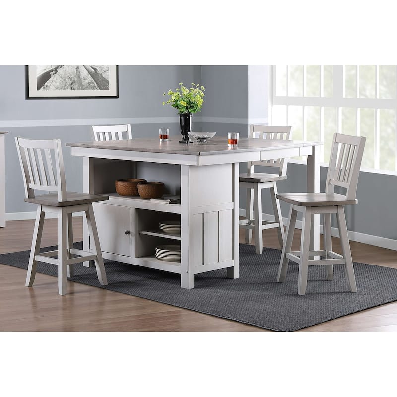 Counter Height Swivel Stool - Set of 2, White/Wash Gray