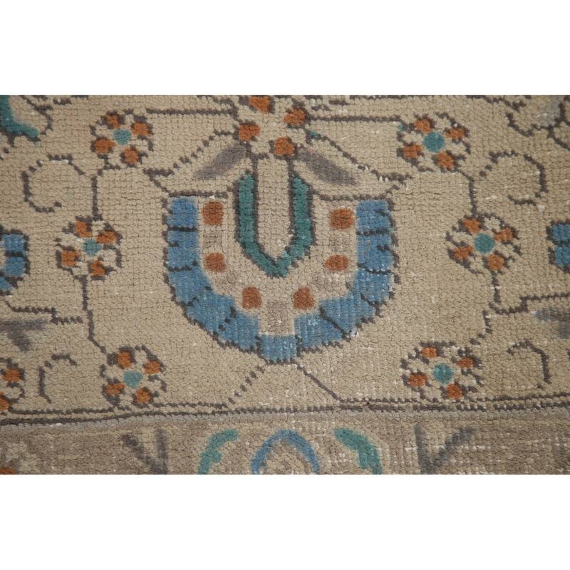 Hand Knotted Oriental 100% Wool Carpet Traditional Medallion Beige & Ivories Tabriz Area Rug - 13' 0'' X 9' 7''