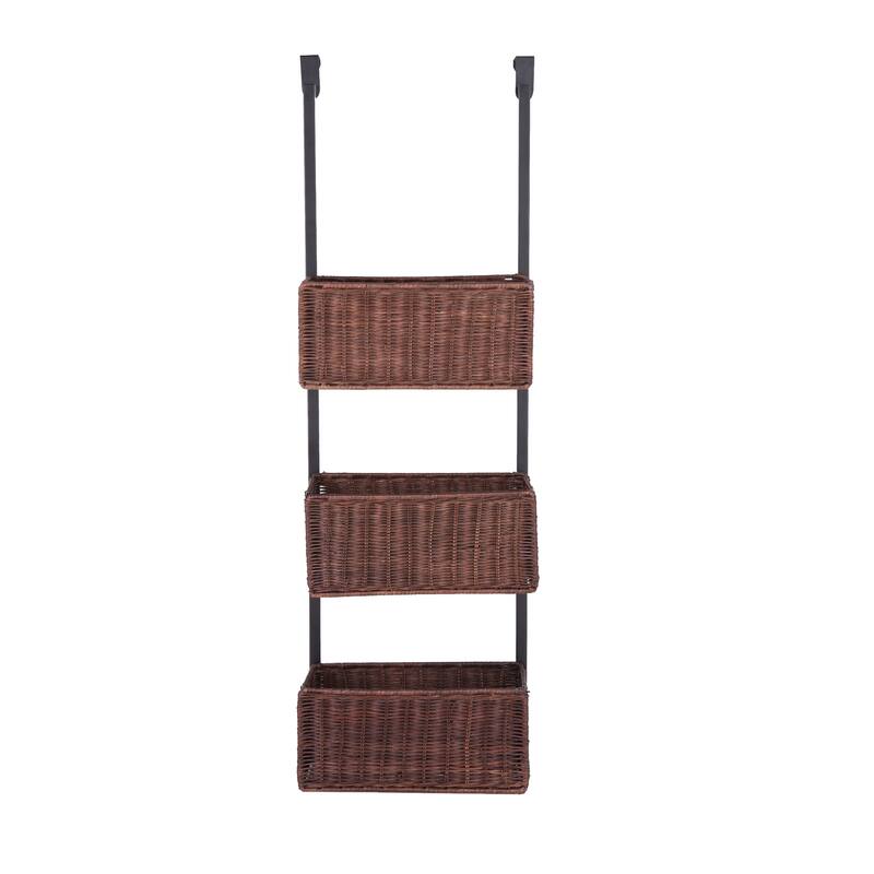 SEI Furniture Burnet Espresso Over the Door 3-tier Basket Storage