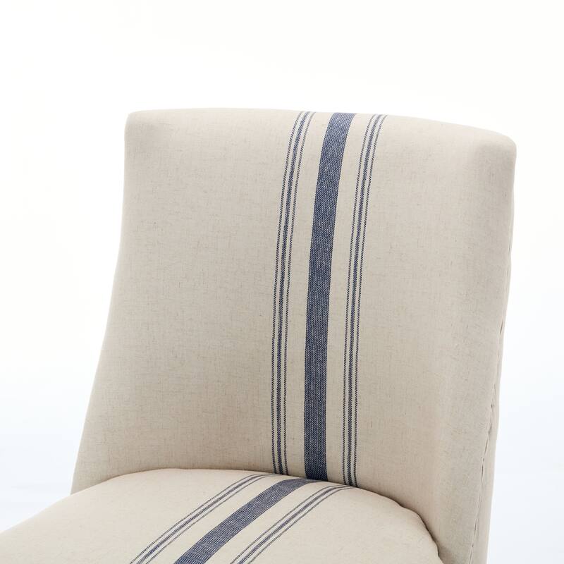 Modern Set of 2 Dining Chairs with Stitched Fabric Backrest, Padded Seat, Solid Wood Legs for Dining Room Living Room and Café