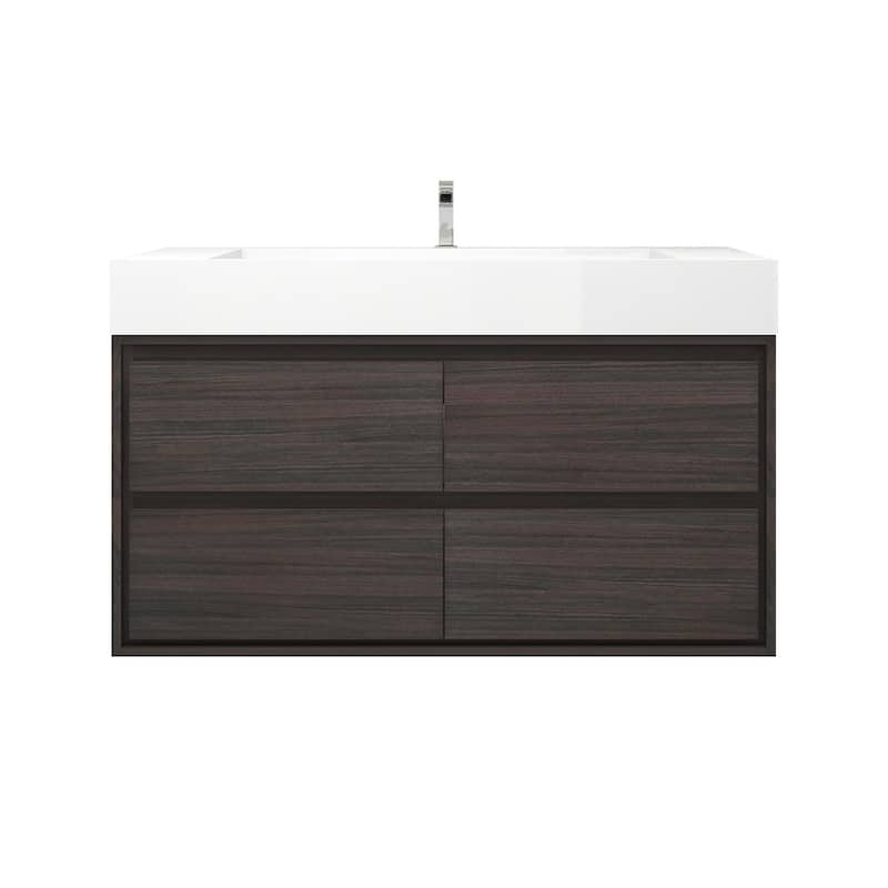 Victoria 48" Wall Mounted Modern Vanity with Acrylic Sink - 47'' - Grey Oak