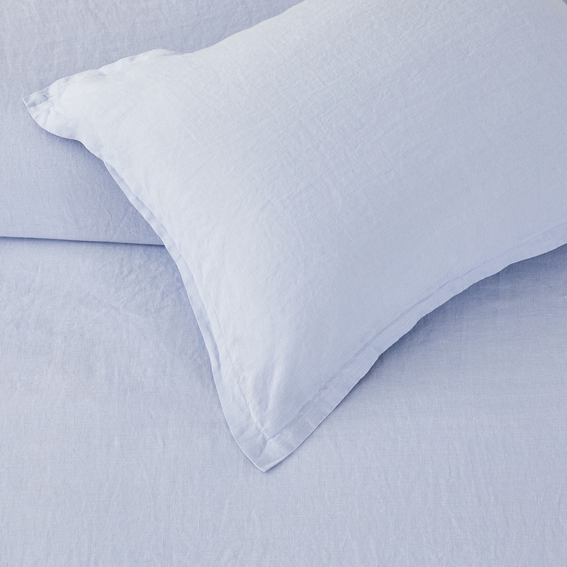 Belgian Linen Collection Duvet Set (3 Color - Blue/Natural/White) - King - Cal King - Blue - 3 Piece