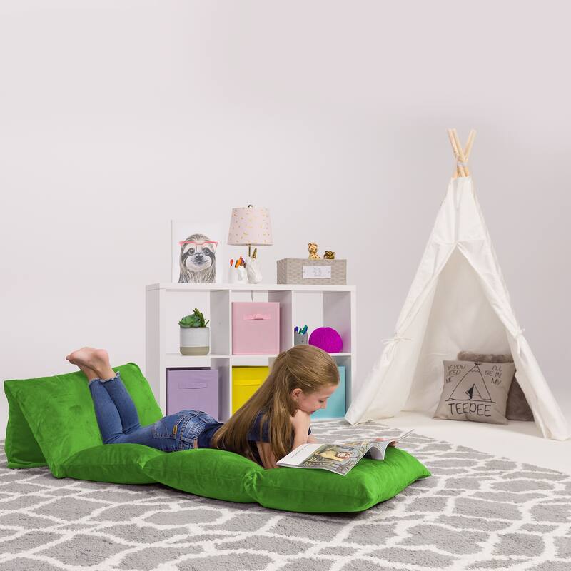 Kids Floor Pillow Cover,Premium Cushion and Lounger Covers for Pillows - Stuff w/ Queen Pillows - Cozy Soft - Lime