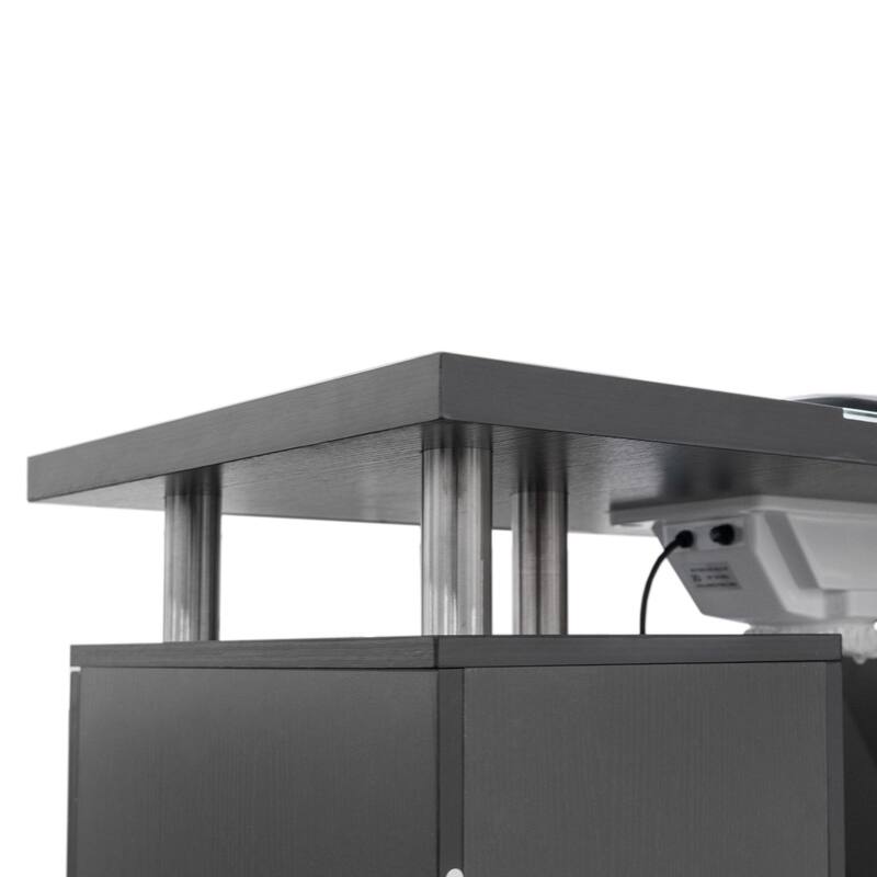 Manicure Table GLASGLOW Grey Salon Nail Table Salon Furniture - N/A