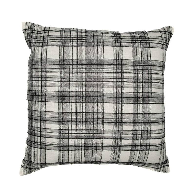 Handwoven Checkered Square Throw Pillow - 24" - Black and White