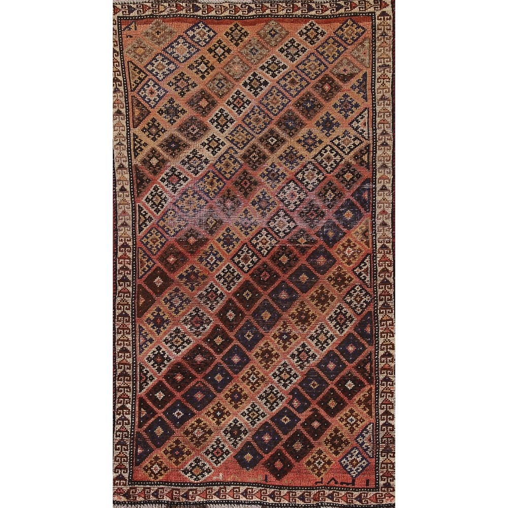 Qashqai Persian Antique Runner Rug Handmade Foyer Wool Carpet - 3'3"x 7'4"