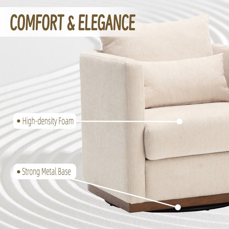 GDFStudio - Harper Chenille Swivel Barrel Chair with Sturdy Metal Base and Ergonomic Design