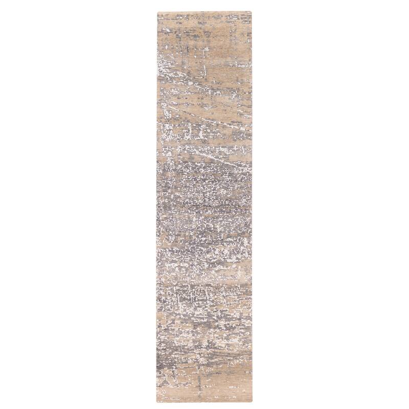 ECARPETGALLERY Hand-knotted Legacy Taupe Silk, Wool Rug - 2'5 x 10'1