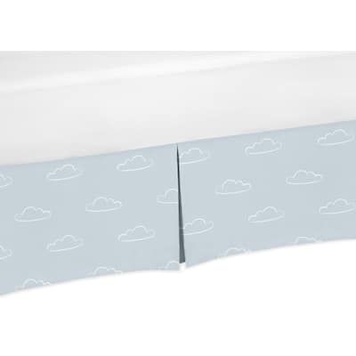 Blue Clouds Collection Boy Crib Bed Skirt - Slate and White Cloud Sky for Vintage Airplane Aviator Aviation Collection