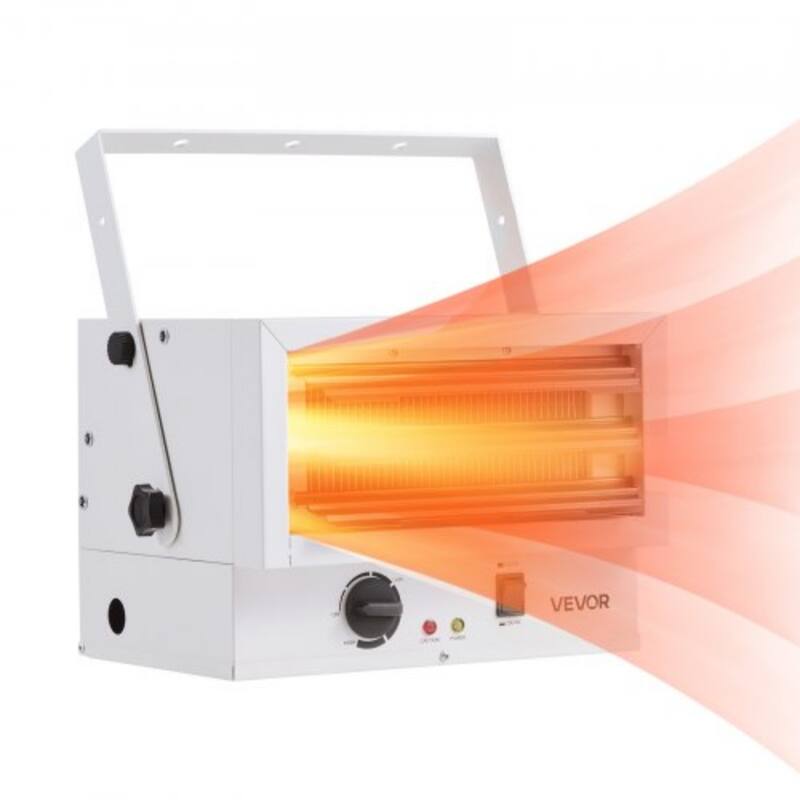 White 5000W Electric Garage Heater Wall/Ceiling-Mount with 2 Levels - 14 x 10.6 x 10 in