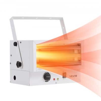 White 5000W Electric Garage Heater Wall/Ceiling-Mount with 2 Levels - 14 x 10.6 x 10 in
