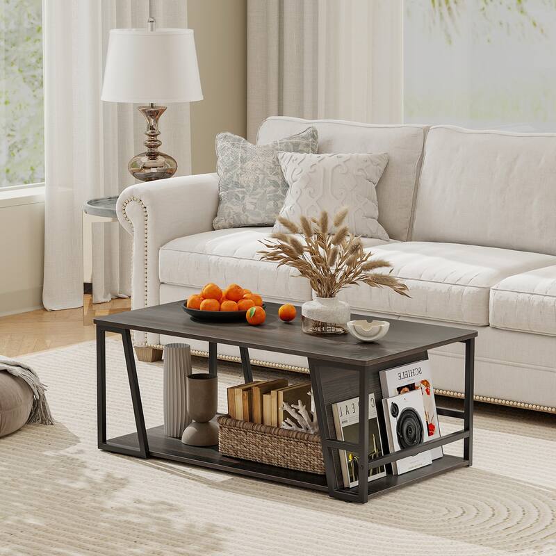 Gymax 40'' Coffee Table & 2-Tier Modern Farmhouse Center Table