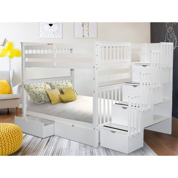 Taylor & Olive Trillium Full over Full Stairway Bunk Bed & 2 Drawers