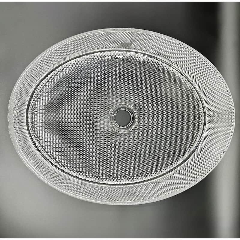 Decorative 20" Oval Crystal Vessel Sinks With White Base