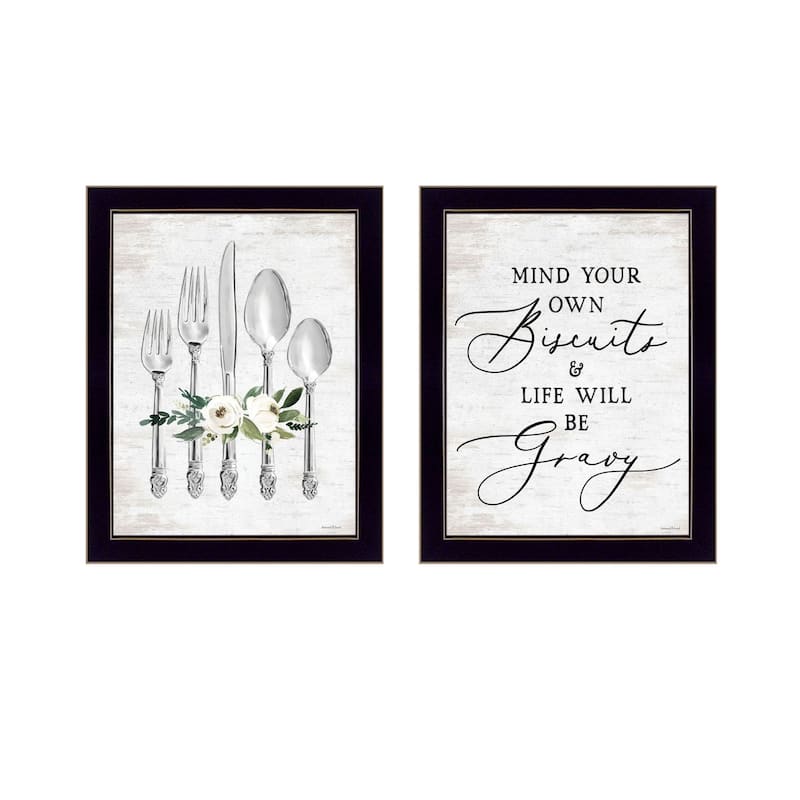 Trendy Decor 4U "Ready to Dine Humor" Printed Framed Wall Art by Lettered & Lined - Black - 14 x 18