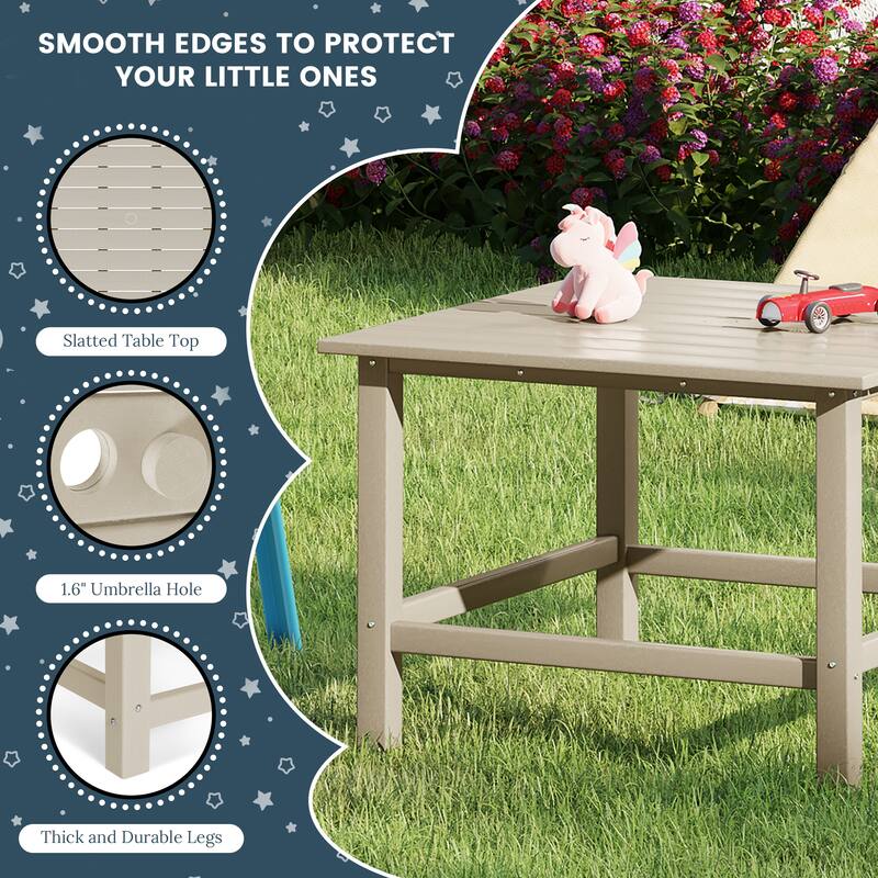 Polytrends Laguna Kids Outdoor 31" Square Poly Dining Table