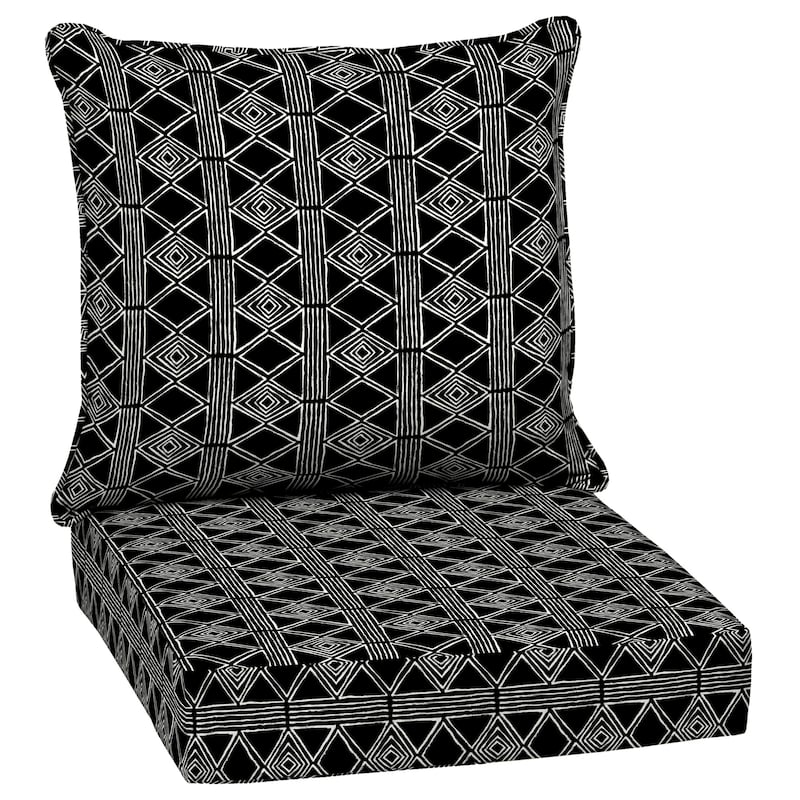 ARDEN 24 x 24 in Outdoor Deep Seat Set - 24 W x 24 D in. - 24 W x 24 D in. - Black Global Stripe