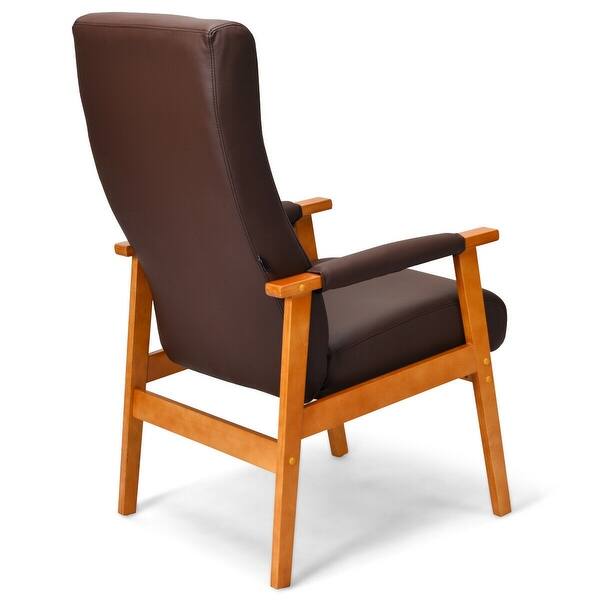 Pu Leather Arm Chair Lounge High Back Solid Wood Frame On Sale Overstock 28423435