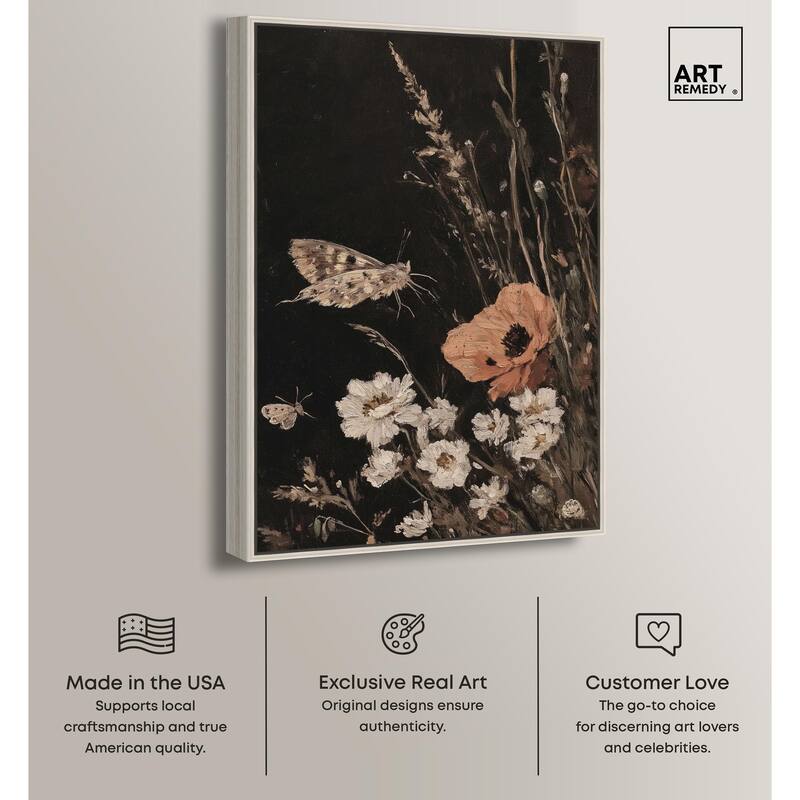 Poppy and Moth II Canvas by Art Remedy