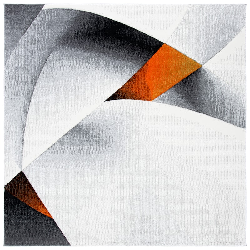 SAFAVIEH Hollywood Hrissonka Mid-Century Modern Abstract Rug - 6'7" Square - Grey/Orange