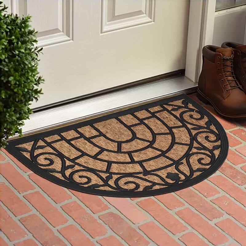 Half Circle Door Mat 24x16 Inch - 16 W x 24 L x 1/4 H - Vitrail Semi Circle