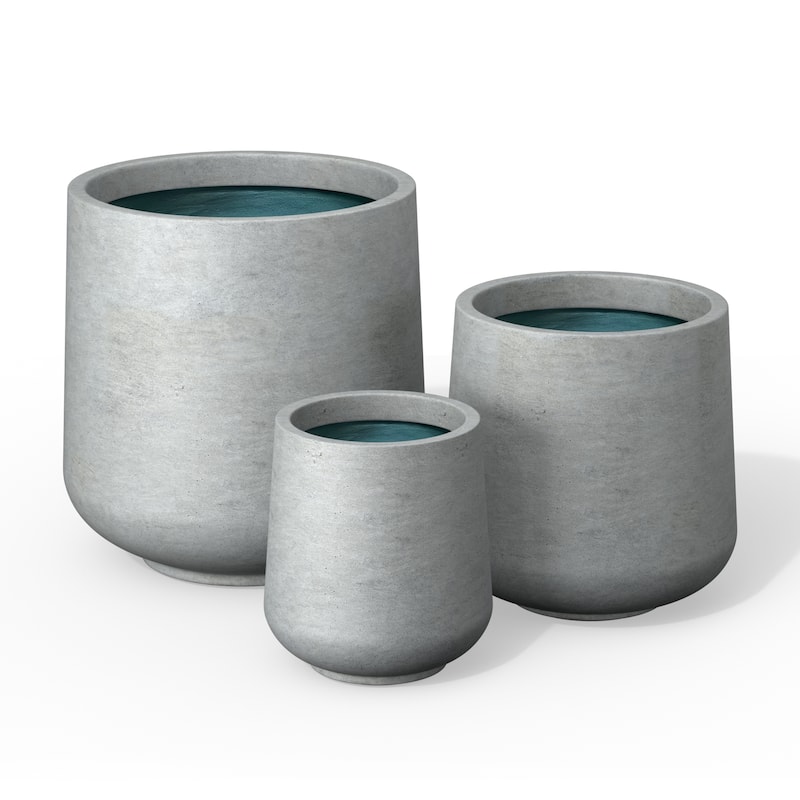 Tall Concrete Round Plant Pots / Large Indoor and Outdoor flower Planters