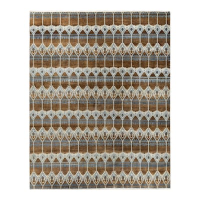 Ikat One-of-a-Kind Hand-Knotted Area Rug - Brown, 8' 2" x 10' 2" - 8' 2" x 10' 2"