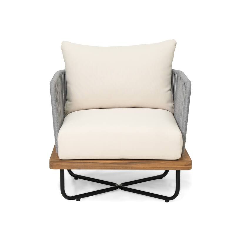 Christopher Knight Home - Emerson Coastal Acacia Wood Outdoor Chair with Cushions